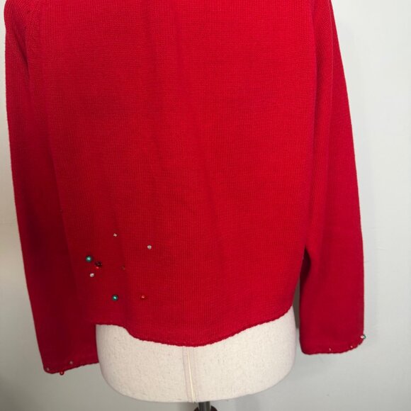 MICHAEL SIMON Women's size MEDIUM Embellished Christmas Tree Sweater RED  2000 - Picture 5 of 11